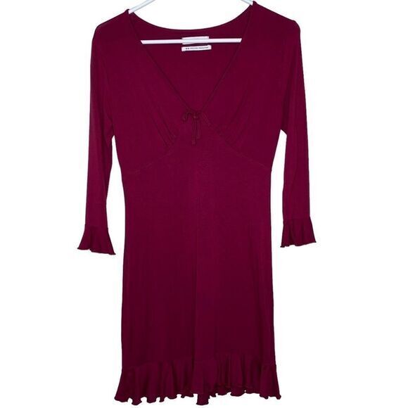 Urban Outfitters UO Grace Ruffle Mini Dress‎ Maroon size Medium - Picture 4 of 10